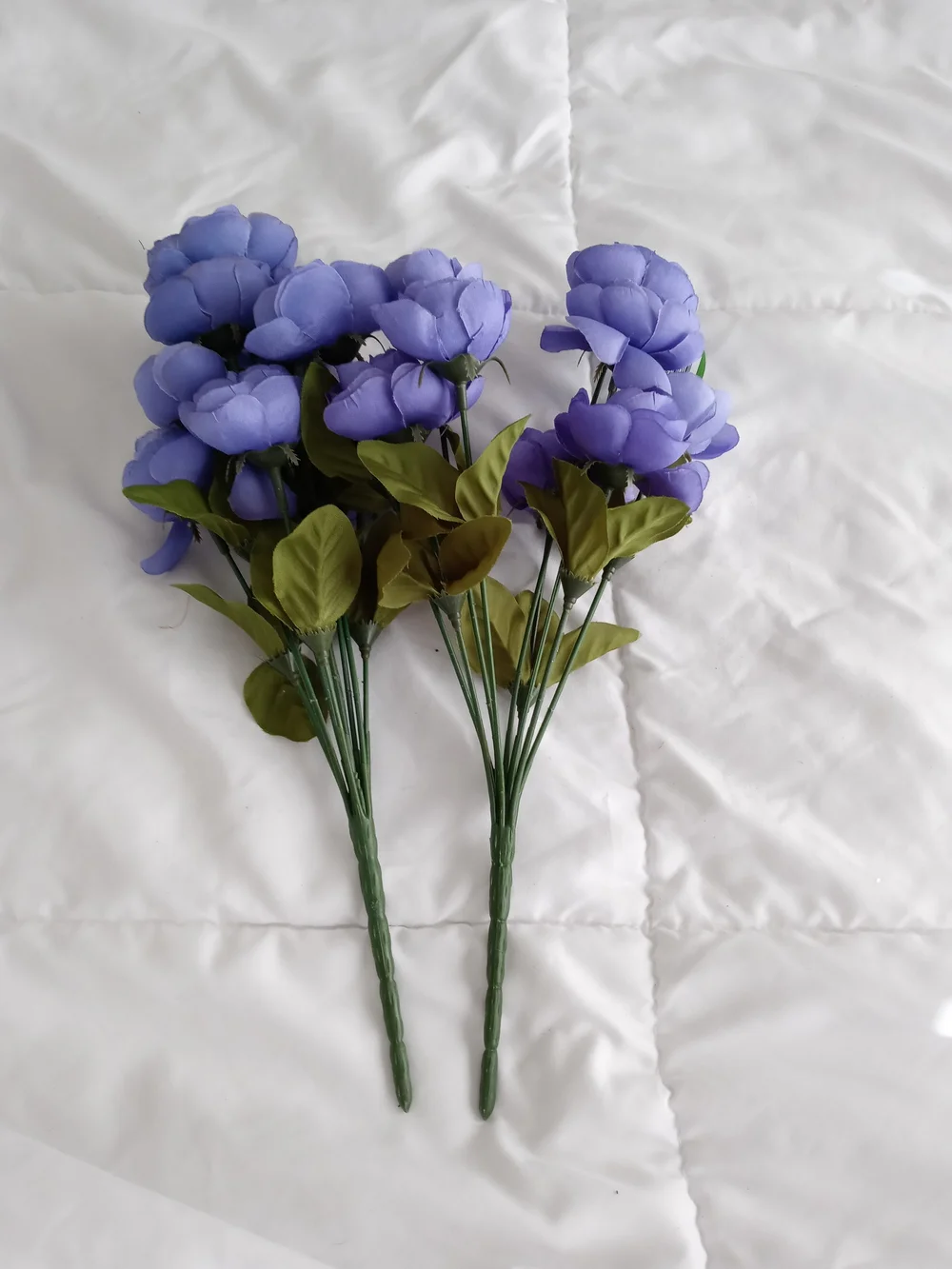 Ashland Purple Faux Flower Bunches with Green Leaves